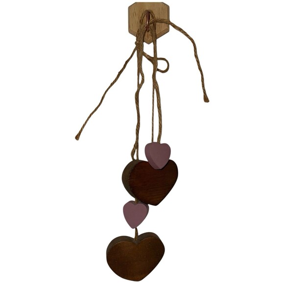 Vintage Wooden Heart Hanging Decor Set Country Grandmacore Primitive Wall Art - Picture 7 of 13